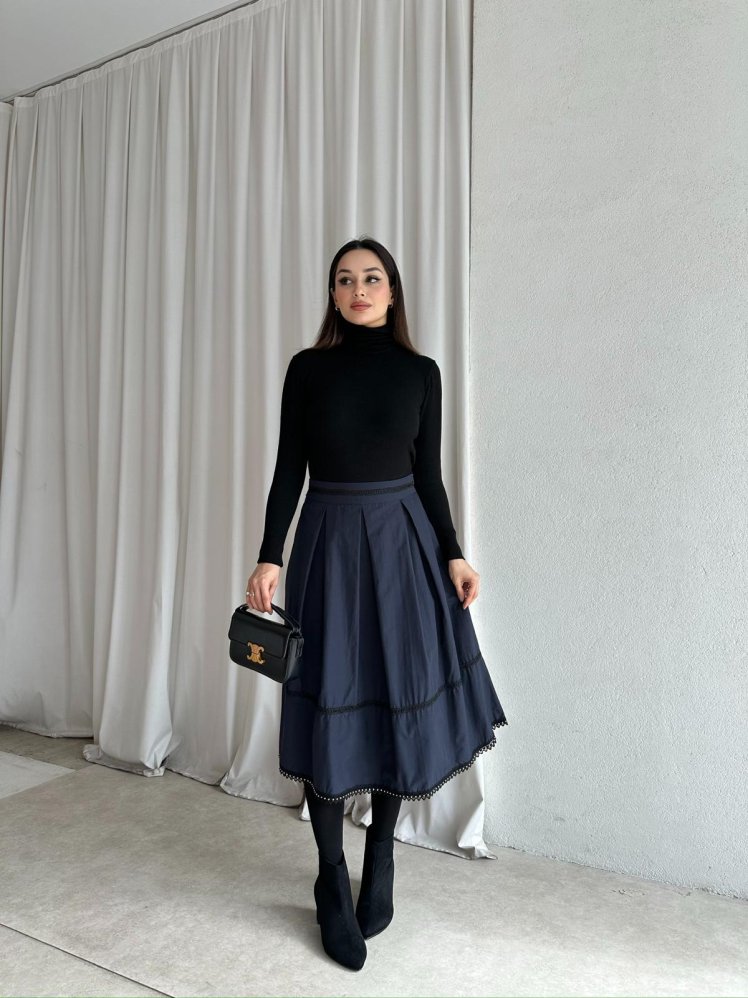 SALTA Midi Etek 4933 - Lacivert - Mooi Butik