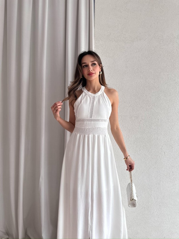 SAMARA Maxi Elbise 3472 - Beyaz - Mooi Butik