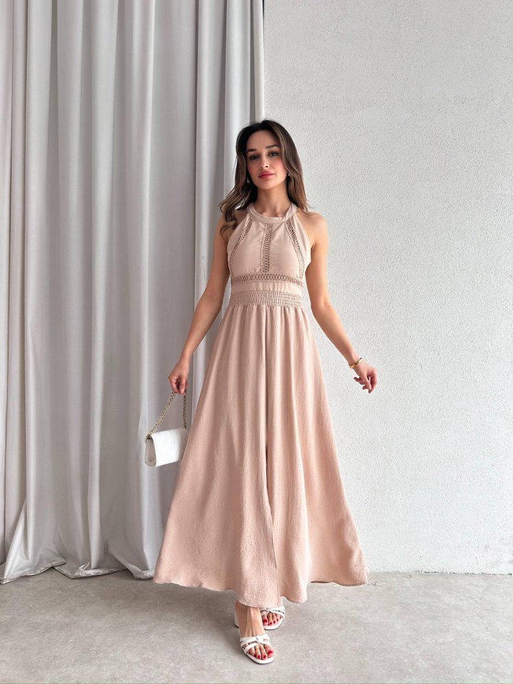 SAMARA Maxi Elbise 3472 - Vizon - Mooi Butik