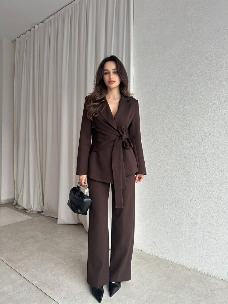 SAVAGE Kuşaklı Takım 8762 - Acı Kahve - Mooi Butik