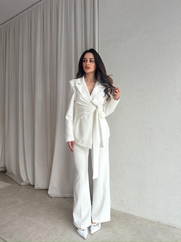 SAVAGE Kuşaklı Takım 8762 - Beyaz - Mooi Butik