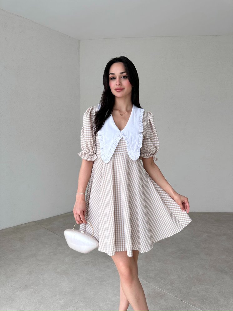 SCARLETT Mini Elbise 5866 - Açık Kahve - Mooi Butik