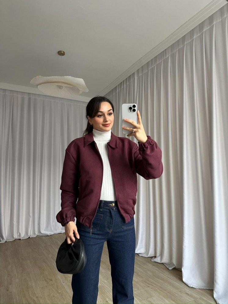 SCOOBY Bomber Ceket 8778 - Bordo - Mooi Butik