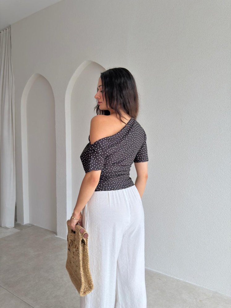 SELGE Puantiyeli Bluz 3048 - Siyah - Mooi Butik (1)