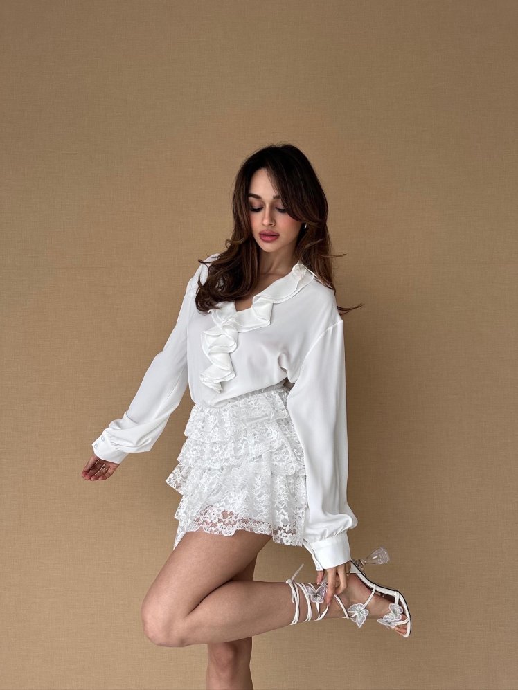 SERENELLA Mini Elbise 2893 - Beyaz - Mooi Butik