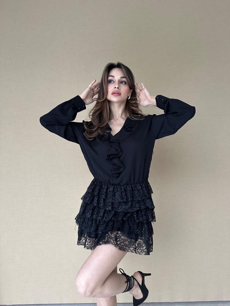 SERENELLA Mini Elbise 2893 - Siyah - Mooi Butik