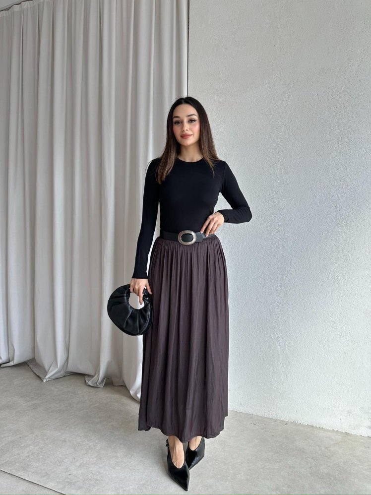 SHİNE Etek 8446 - Acı Kahve - Mooi Butik