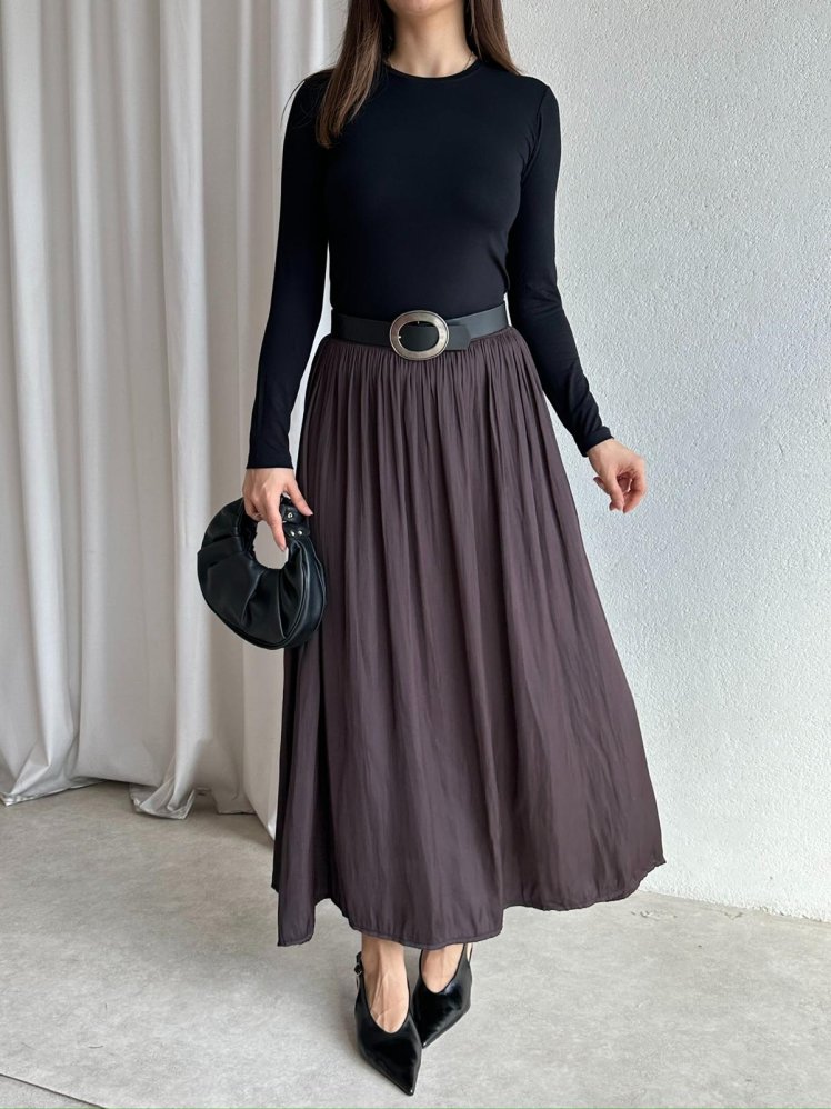 SHİNE Etek 8446 - Acı Kahve - Mooi Butik (1)