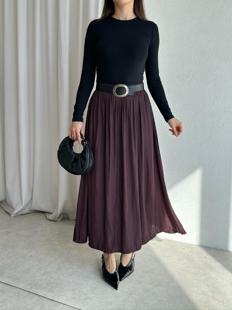 SHİNE Etek 8446 - Bordo - Mooi Butik (1)