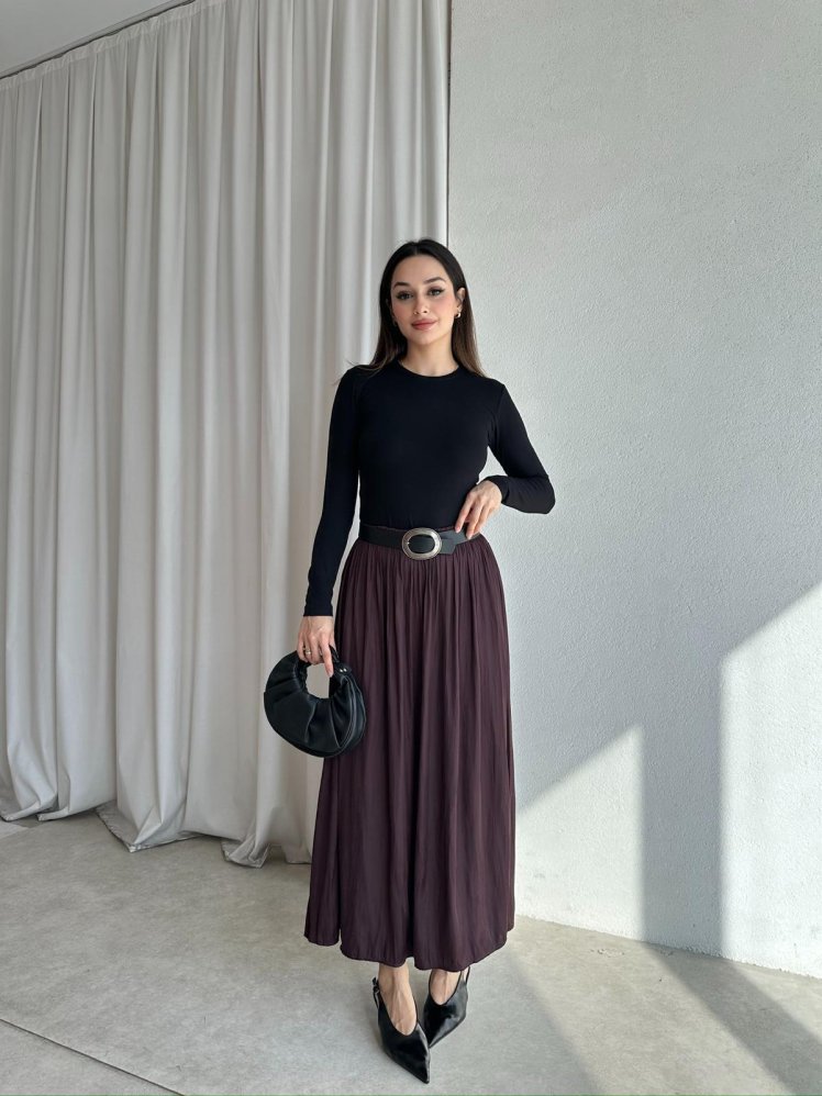 SHİNE Etek 8446 - Bordo - Mooi Butik