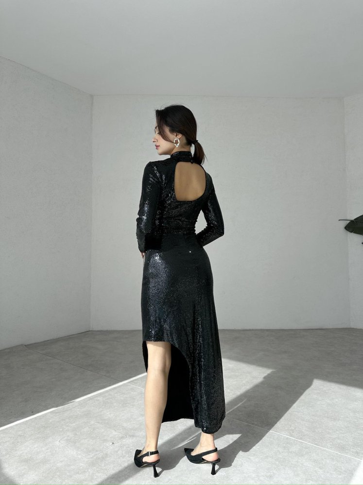 SHOLE Maxi Elbise 4785 - Siyah - Mooi Butik