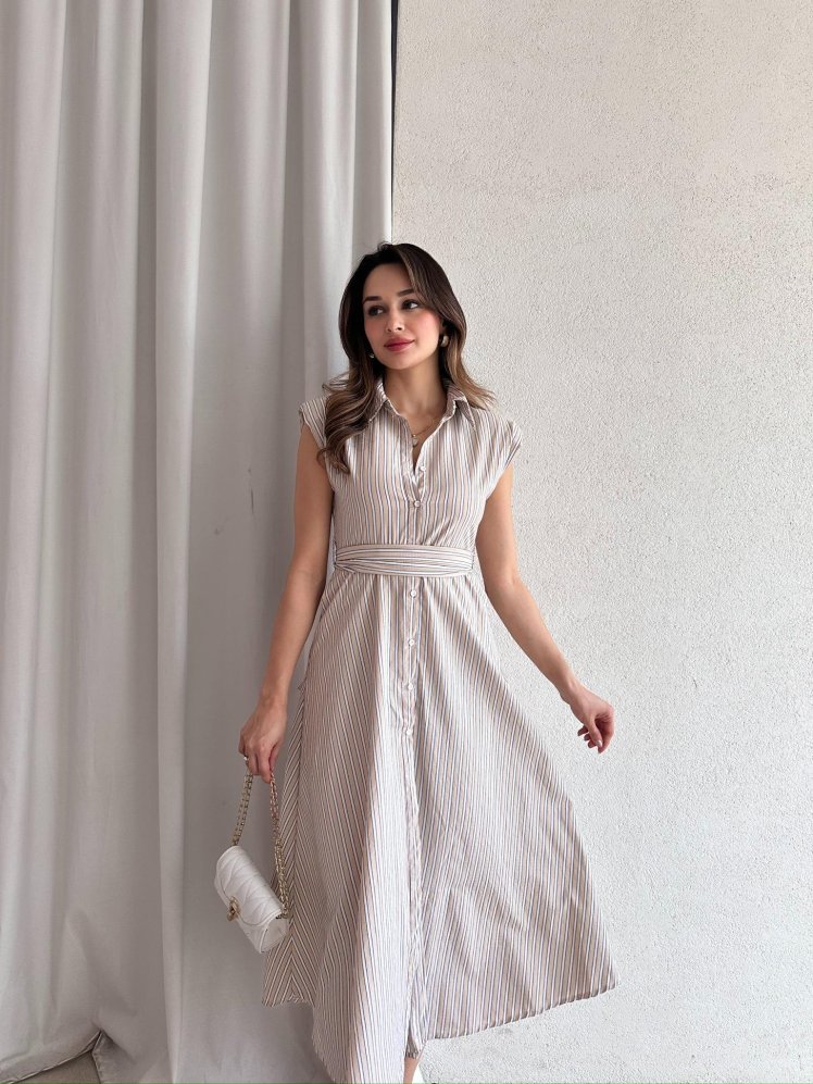 SİDA Midi Elbise 8946 - Kahverengi - Mooi Butik