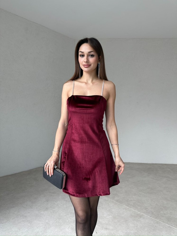 SİMBA Mini Elbise 1130 - Bordo - Mooi Butik