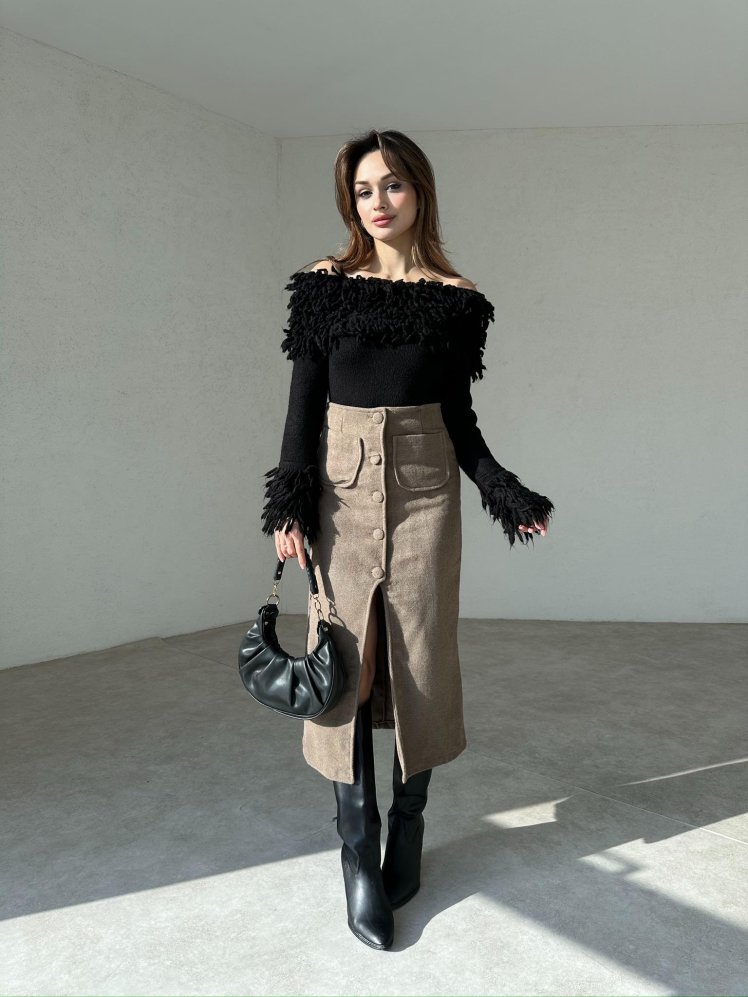 SİMEV Etek 8751 - Kahverengi - Mooi Butik