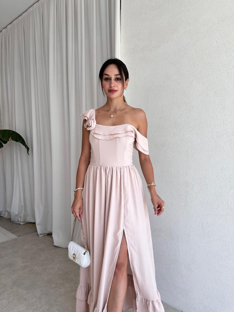 SLATE Maxi Elbise 6349 - Krem - Mooi Butik