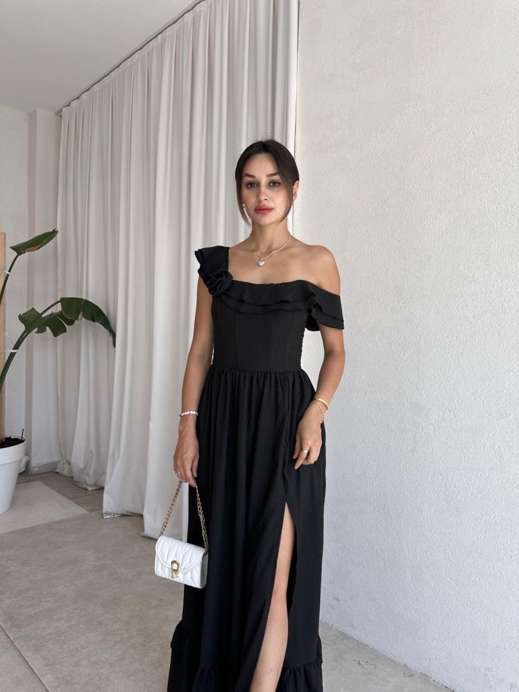 SLATE Maxi Elbise 6349 - Siyah - Mooi Butik