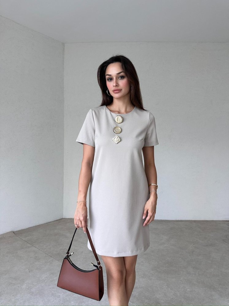 SLAVEN Mini Elbise 4622 - Taş - Mooi Butik