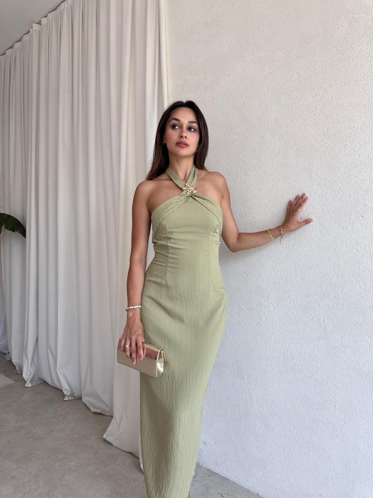 SLEEK Maxi Elbise 5483 - Yeşil - Mooi Butik
