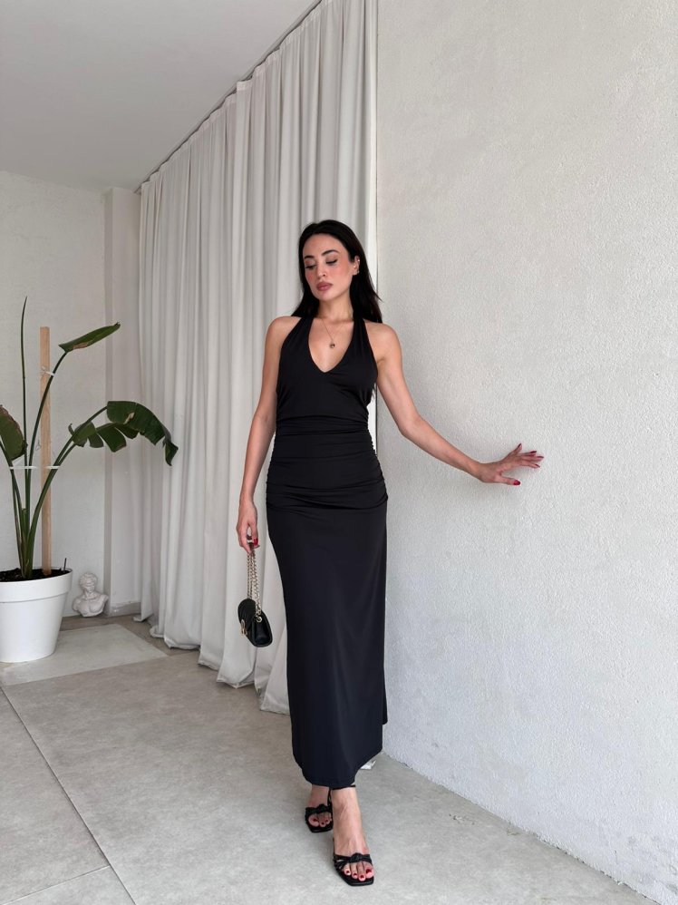  SMEGO Midi Elbise 8264 - Siyah - Mooi Butik