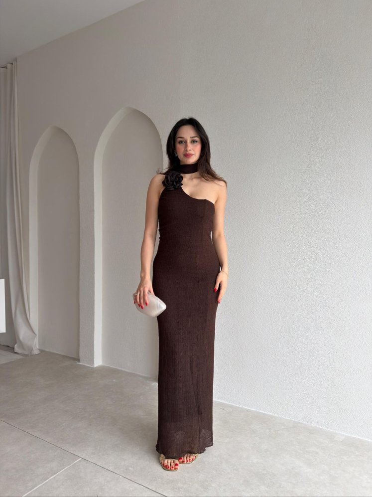 SMİTH Maxi Elbise 2579 - Acı Kahve - Mooi Butik