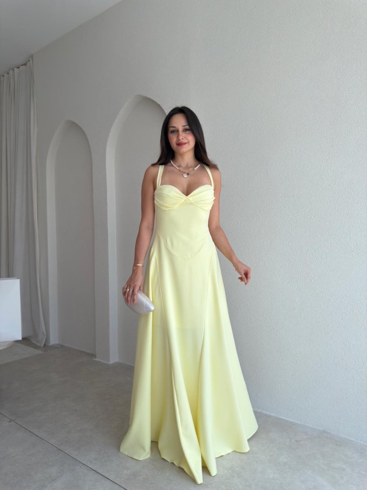 SMOOTH Maxi Elbise 1814 - Sarı - Mooi Butik