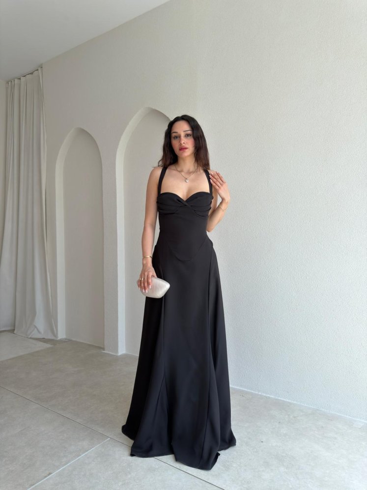 SMOOTH Maxi Elbise 1814 - Siyah - Mooi Butik