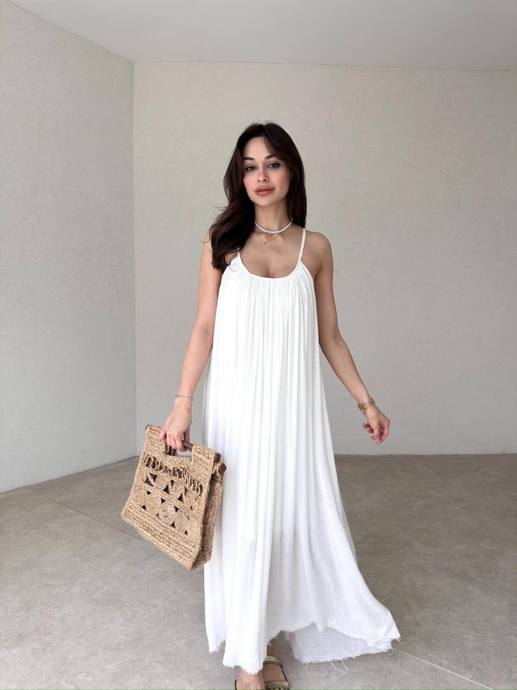 SNOW Maxi Elbise 2913 - Beyaz - Mooi Butik