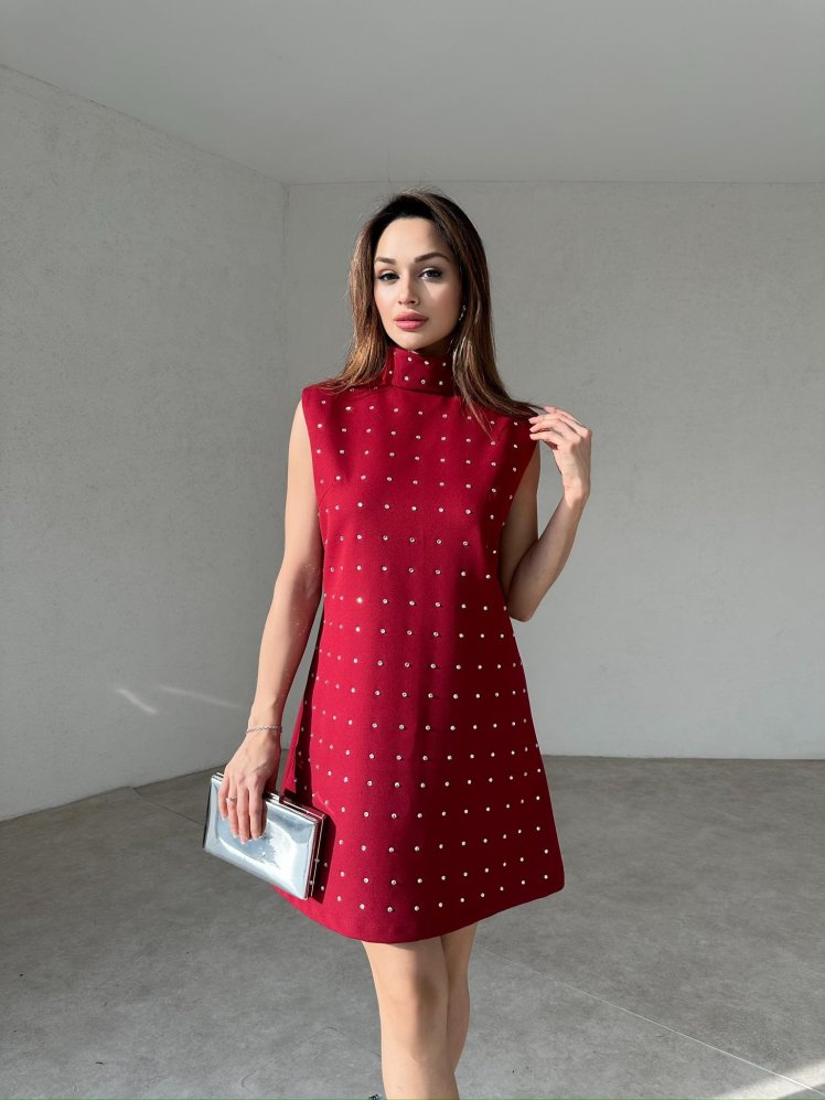 SPARROW Mini Elbise 4772 - Bordo - Mooi Butik