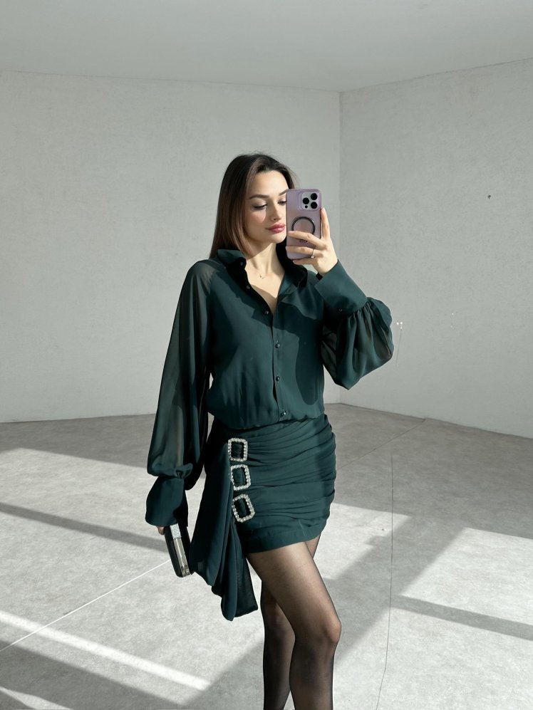 SPOSE Mini Elbise 3571 - Yeşil - Mooi Butik