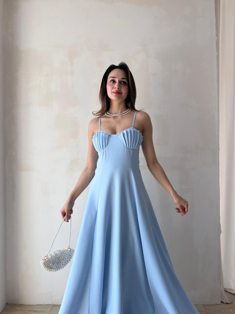 SPRİT Maxi Elbise 9345 - Mavi - Mooi Butik