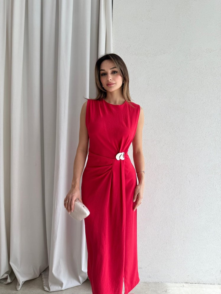 STACİE Midi Elbise 5985 - Nar Çiçeği - Mooi Butik