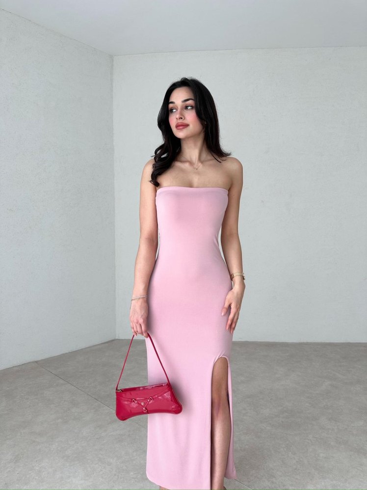 Straplez Maxi TARA Elbise 2484 - Pudra - Mooi Butik