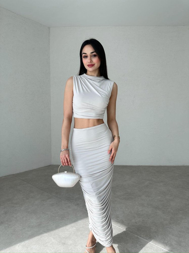 Streç Formlu MARCO Takım 6458 - Taş - Mooi Butik