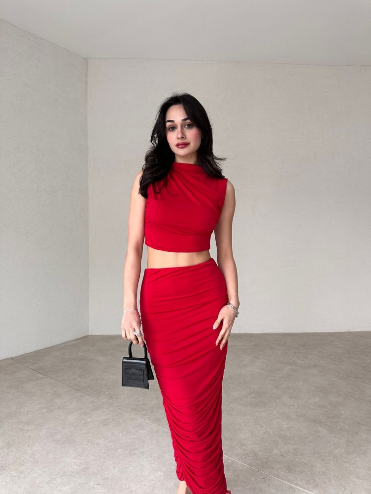 Streç Formlu MARCO Takım 6458 - Kırmızı - Mooi Butik