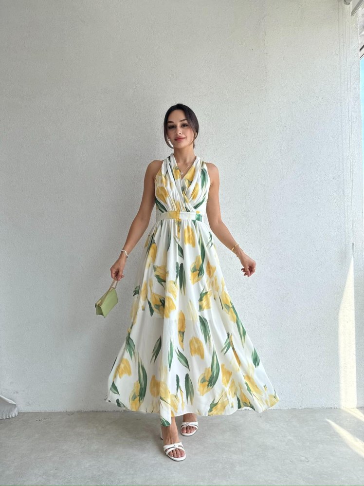 SUNRİSE Maxi Elbise 7868 - Sarı - Mooi Butik