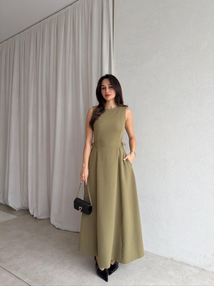 SUNSET Maxi Elbise 8887 - Haki - Mooi Butik