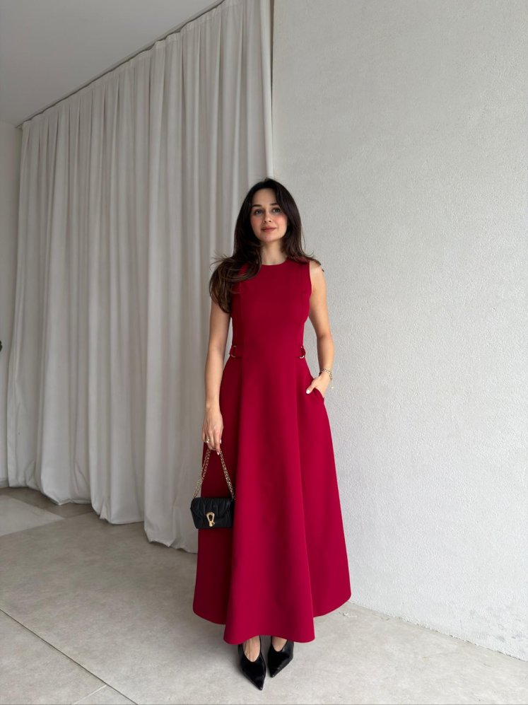 SUNSET Maxi Elbise 8887 - Bordo - Mooi Butik