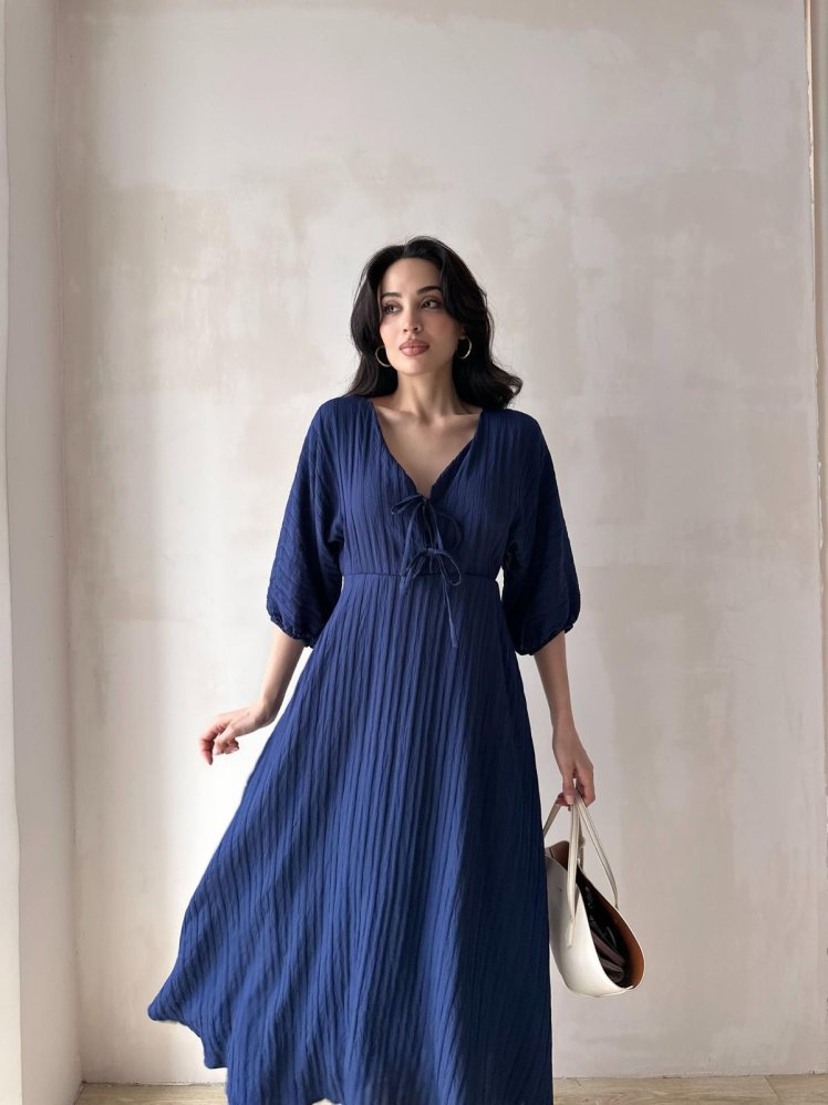 SUZETTE Midi Elbise 4588 - Lacivert - Mooi Butik