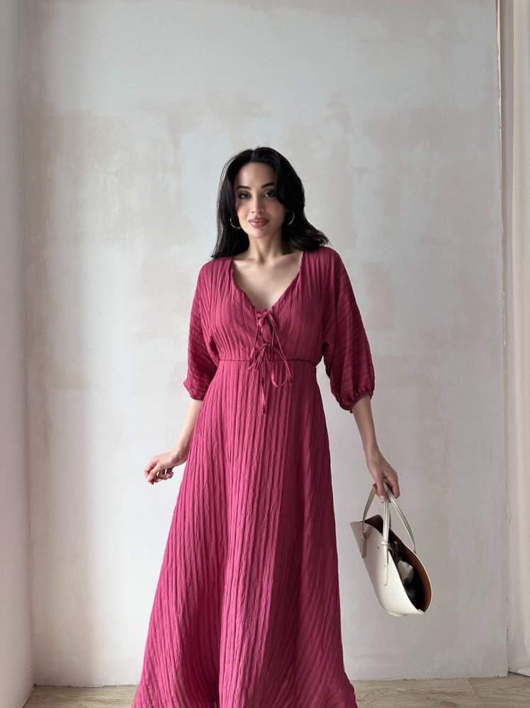 SUZETTE Midi Elbise 4588 - Bordo - Mooi Butik