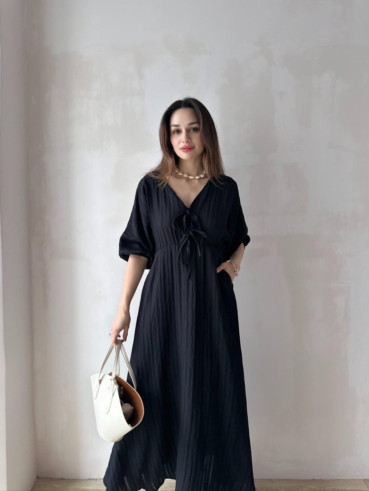 SUZETTE Midi Elbise 4588 - Siyah - Mooi Butik