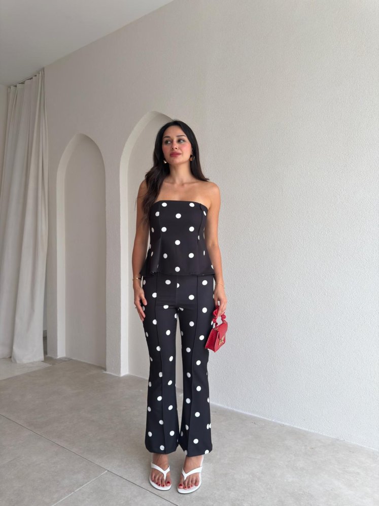 SWETRA Puantiyeli Tulum 3681 - Siyah - Mooi Butik