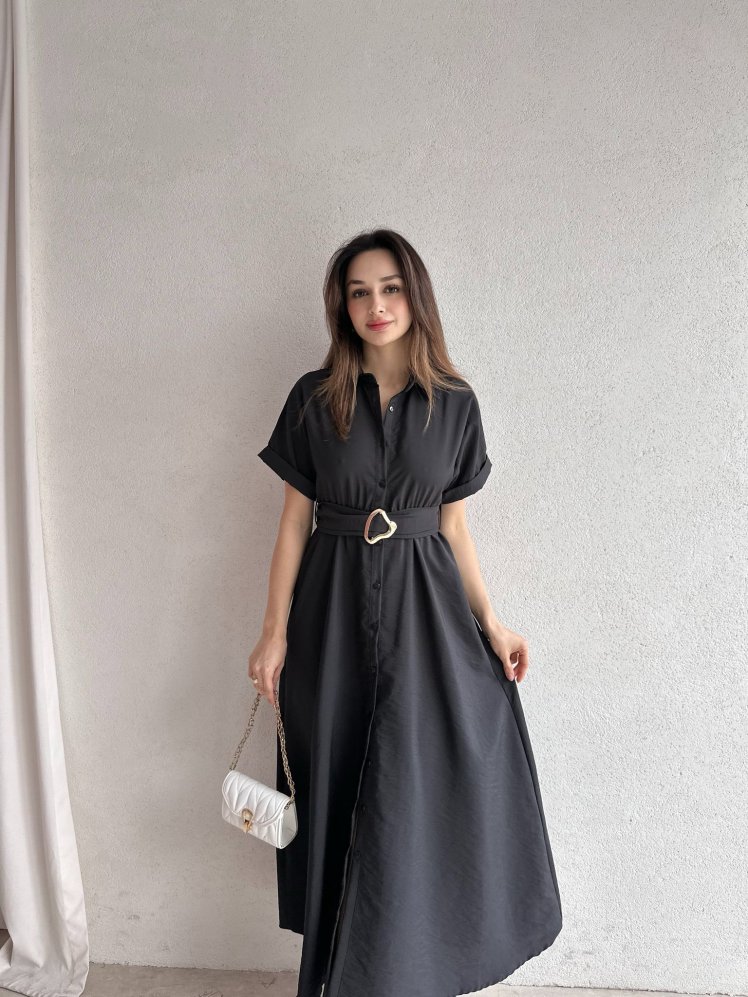 SYBİL Midi Elbise 4756 - Siyah - Mooi Butik