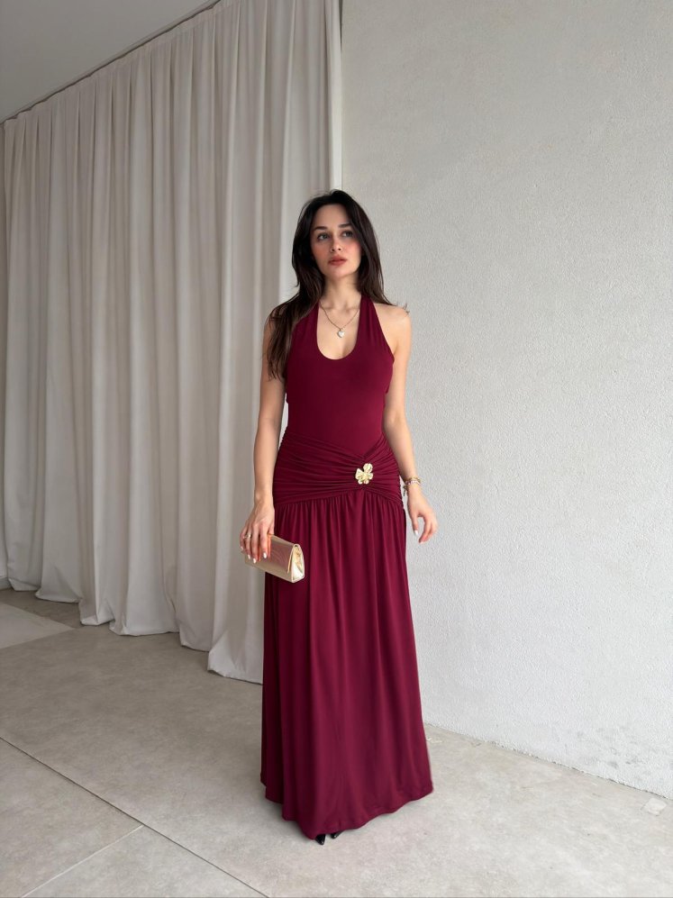 TADİC Maxi Elbise 8875 - Bordo - Mooi Butik