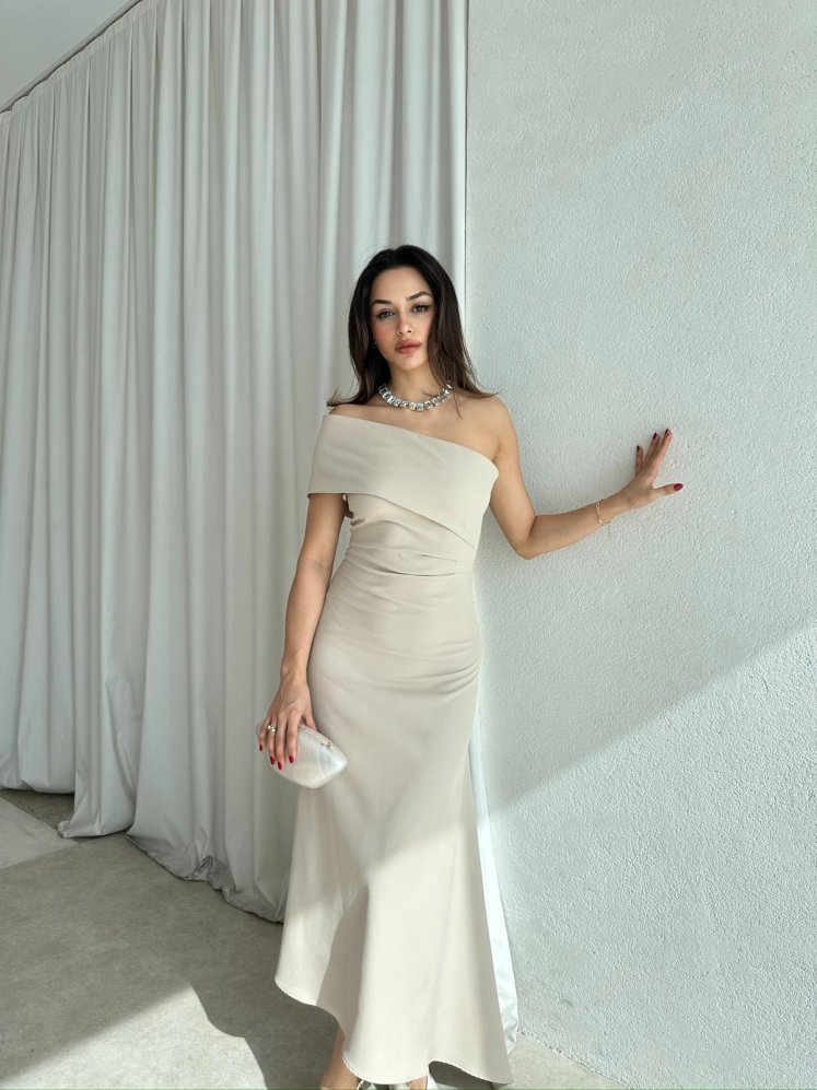 RECORD Elbise 8652 - Krem - Mooi Butik