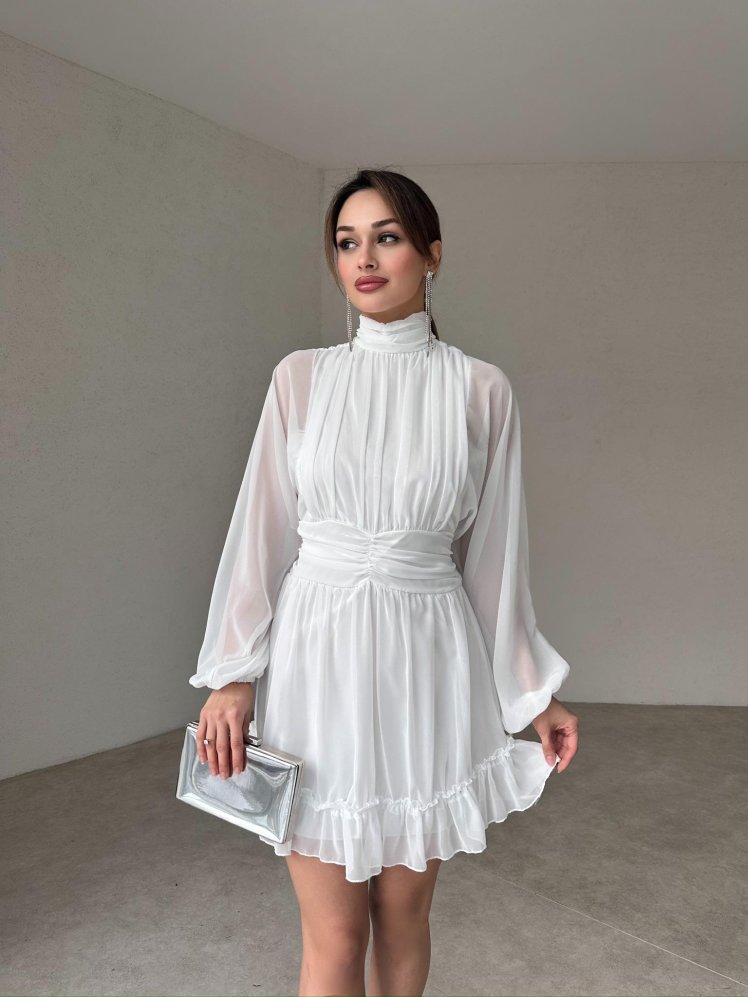 TASHA Mini Elbise 4637 - Beyaz - Mooi Butik