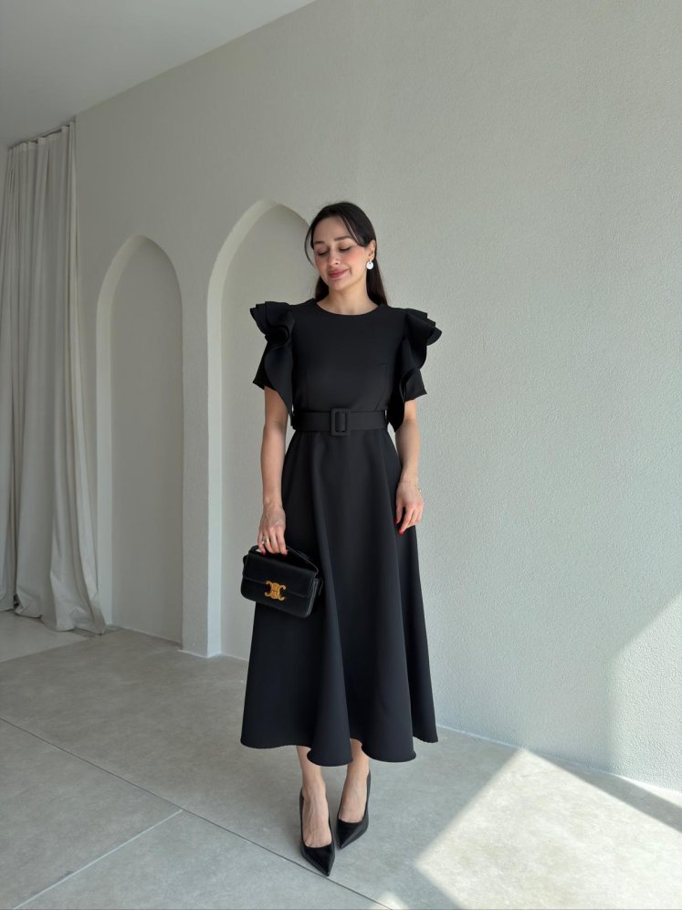 TASSEL Midi Elbise 8938 - Siyah - Mooi Butik