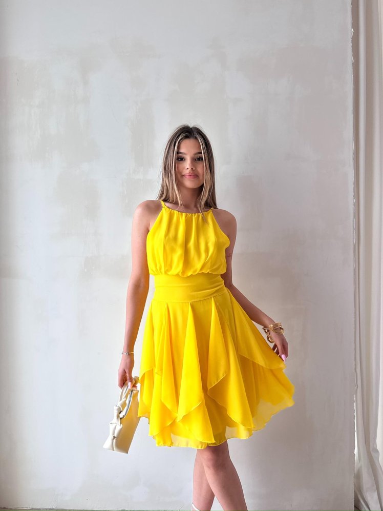 TAVENS Mini Elbise 2084 - Sarı - Mooi Butik