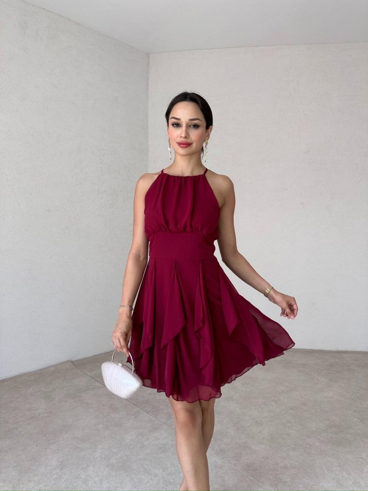 TAVENS Mini Elbise 2084 - Bordo - Mooi Butik