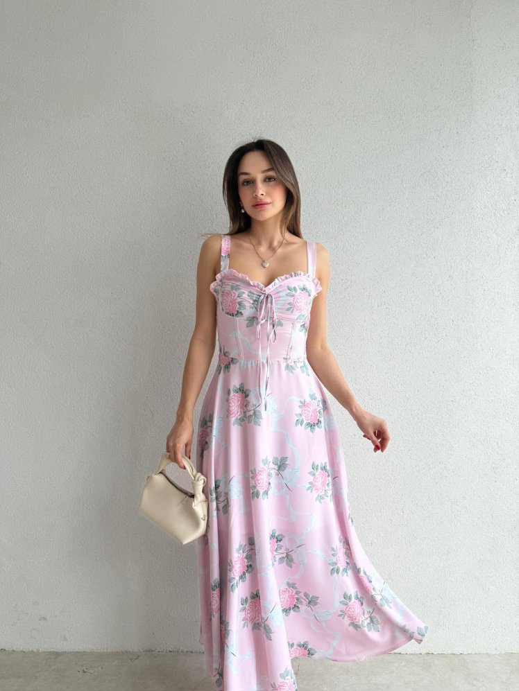 TEDLOCK Midi Elbise 2402 - Pembe - Mooi Butik