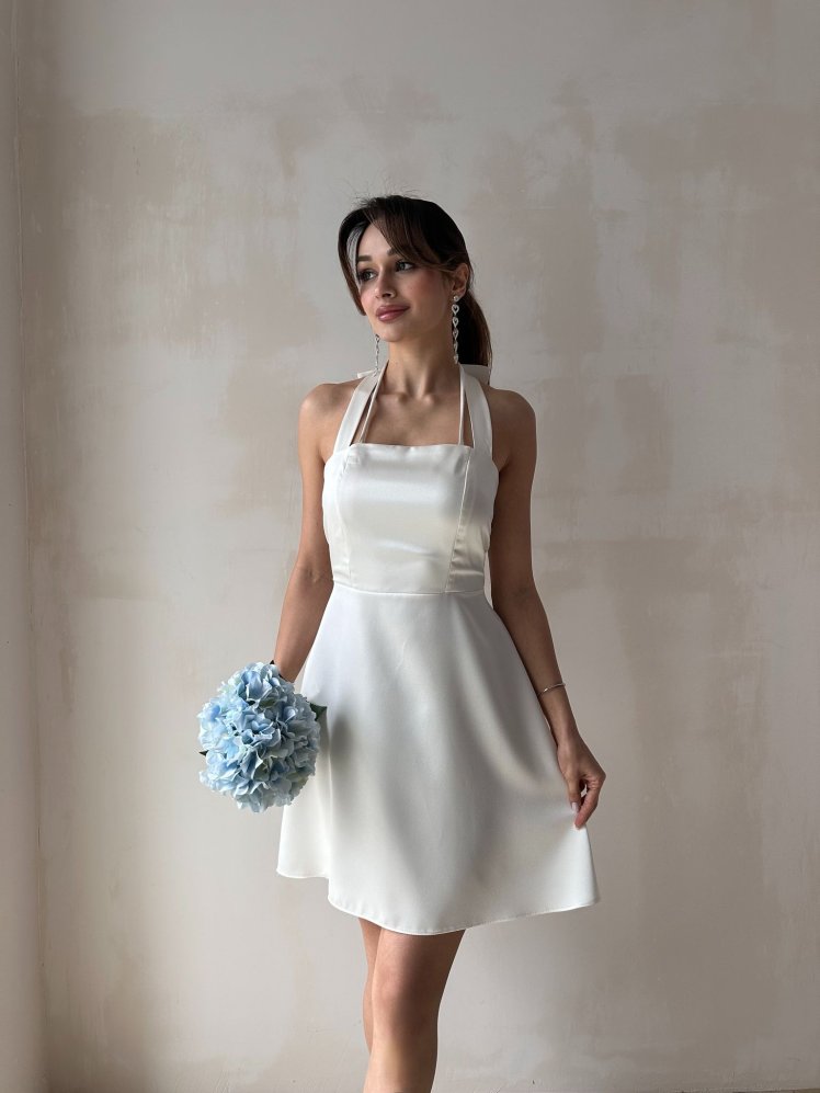 TEGAN Mini Elbise 3732 - Beyaz - Mooi Butik